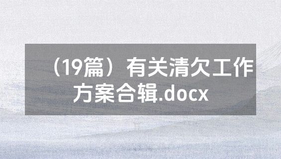 （19篇）有关清欠工作方案合辑.docx