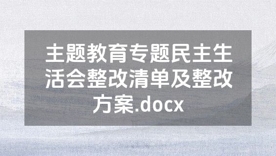 主题教育专题民主生活会整改清单及整改方案.docx