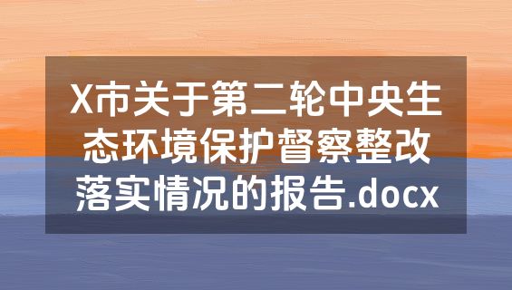 X市关于第二轮中央生态环境保护督察整改落实情况的报告.docx