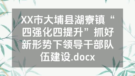 XX市大埔县湖寮镇“四强化四提升”抓好新形势下领导干部队伍建设.docx