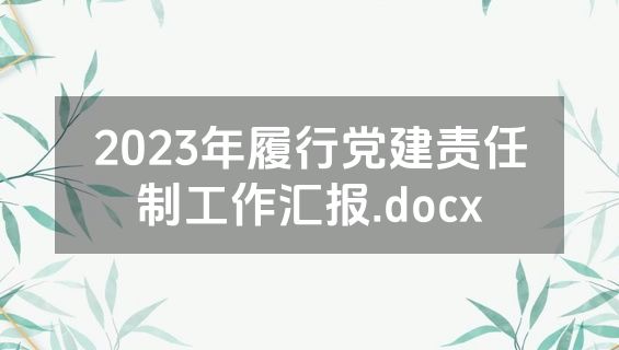 2023年履行党建责任制工作汇报.docx