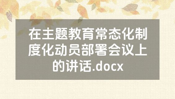 在主题教育常态化制度化动员部署会议上的讲话.docx