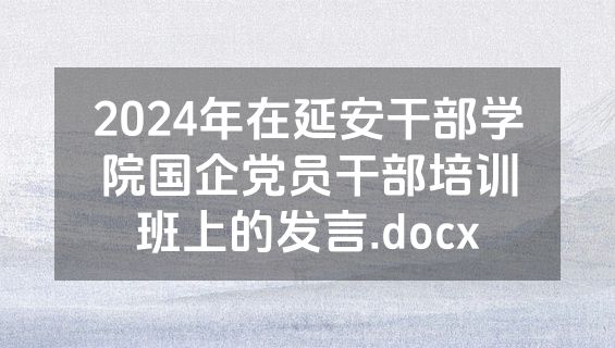 2024年在延安干部学院国企党员干部培训班上的发言.docx