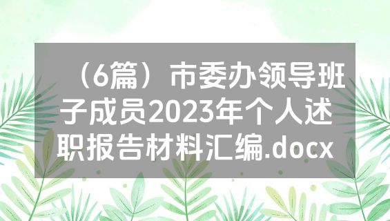 （6篇）市委办领导班子成员2023年个人述职报告材料汇编.docx