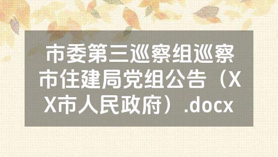 市委第三巡察组巡察市住建局党组公告（XX市人民政府）.docx