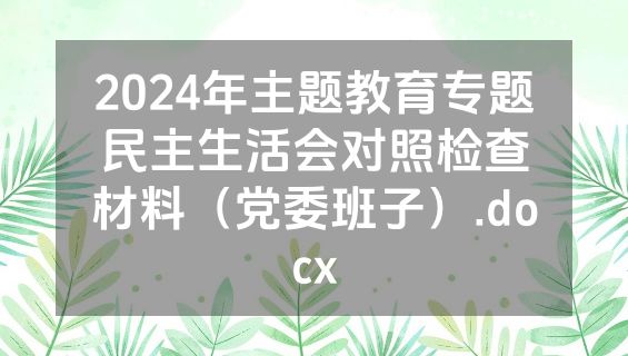 2024年主题教育专题民主生活会对照检查材料（党委班子）.docx