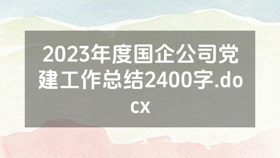 2023年度国企公司党建工作总结2400字.docx