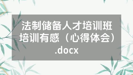 法制储备人才培训班培训有感（心得体会）.docx