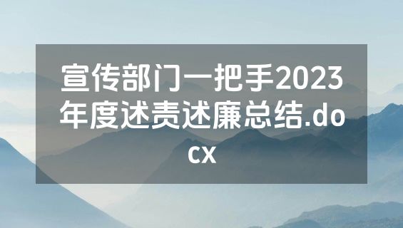 宣传部门一把手2023年度述责述廉总结.docx