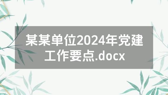 某某单位2024年党建工作要点.docx