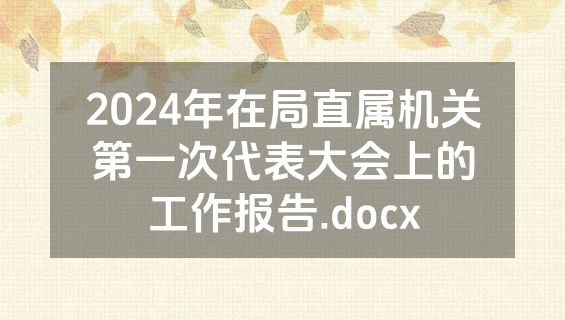 2024年在局直属机关第一次代表大会上的工作报告.docx