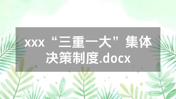 xxx“三重一大”集体决策制度.docx