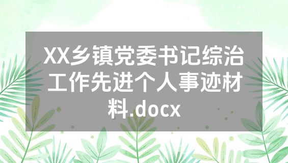 XX乡镇党委书记综治工作先进个人事迹材料.docx