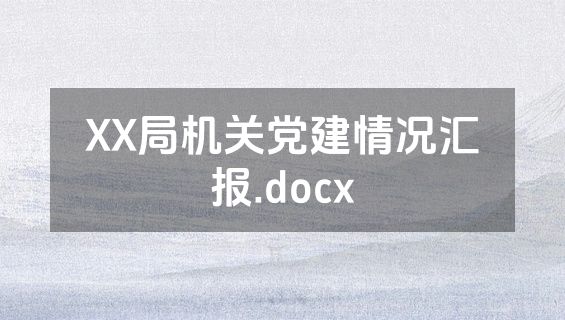 XX局机关党建情况汇报.docx