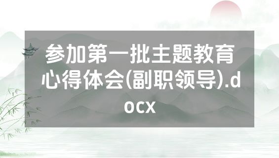 参加第一批主题教育心得体会(副职领导).docx