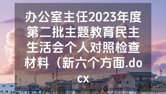 办公室主任2023年度第二批主题教育民主生活会个人对照检查材料（新六个方面.docx
