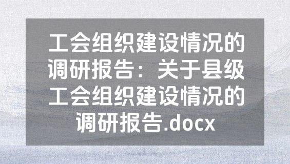 工会组织建设情况的调研报告：关于县级工会组织建设情况的调研报告.docx