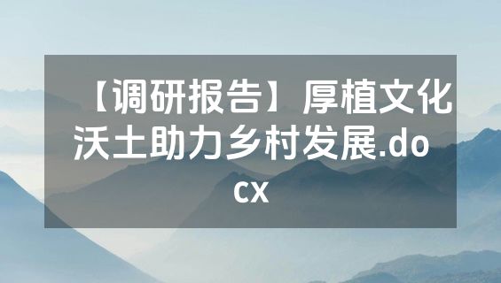 【调研报告】厚植文化沃土助力乡村发展.docx