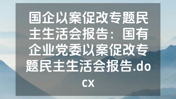 国企以案促改专题民主生活会报告：国有企业党委以案促改专题民主生活会报告.docx