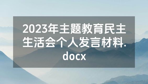 2023年主题教育民主生活会个人发言材料.docx
