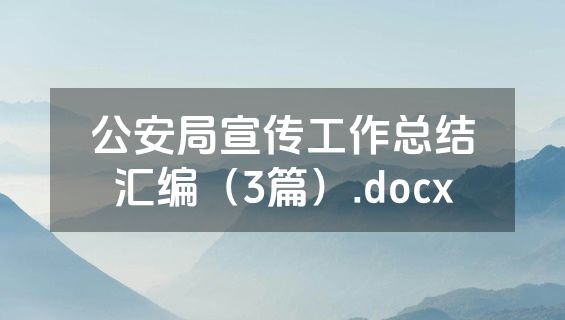 公安局宣传工作总结汇编（3篇）.docx