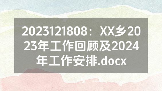 2023121808：XX乡2023年工作回顾及2024年工作安排.docx
