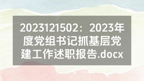 2023121502：2023年度党组书记抓基层党建工作述职报告.docx