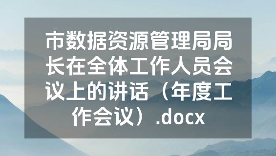 市数据资源管理局局长在全体工作人员会议上的讲话（年度工作会议）.docx