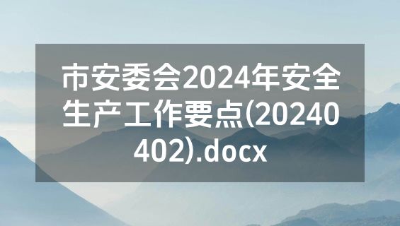 市安委会2024年安全生产工作要点(20240402).docx