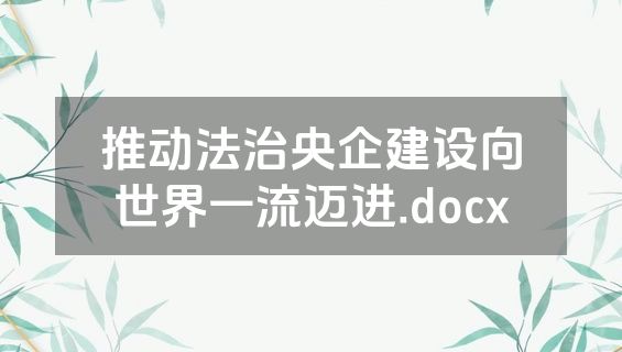 推动法治央企建设向世界一流迈进.docx