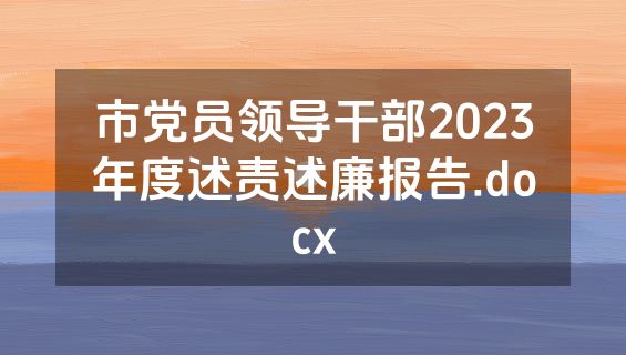 市党员领导干部2023年度述责述廉报告.docx