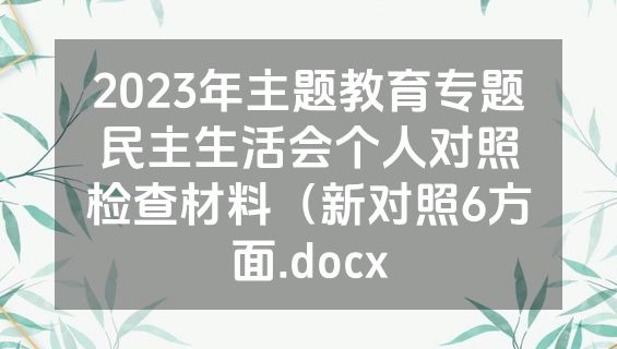 2023年主题教育专题民主生活会个人对照检查材料（新对照6方面.docx