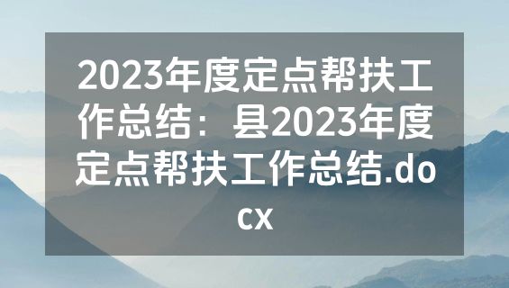 2023年度定点帮扶工作总结：县2023年度定点帮扶工作总结.docx