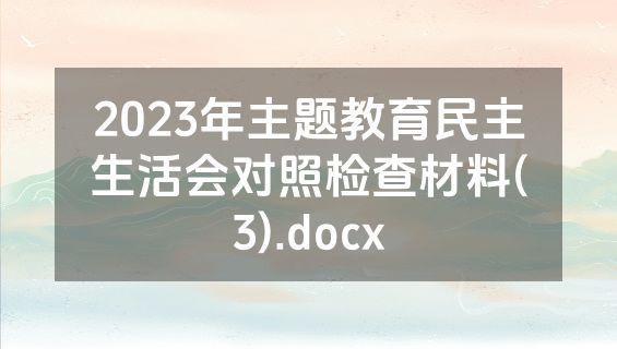 2023年主题教育民主生活会对照检查材料(3).docx