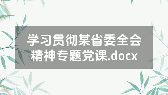 学习贯彻某省委全会精神专题党课.docx