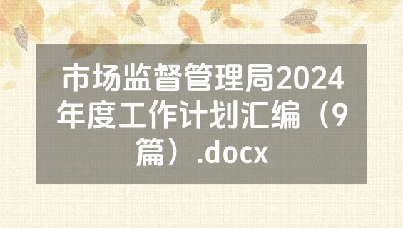 市场监督管理局2024年度工作计划汇编（9篇）.docx