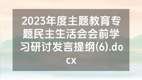 2023年度主题教育专题民主生活会会前学习研讨发言提纲(6).docx