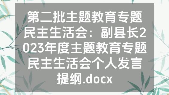 第二批主题教育专题民主生活会：副县长2023年度主题教育专题民主生活会个人发言提纲.docx