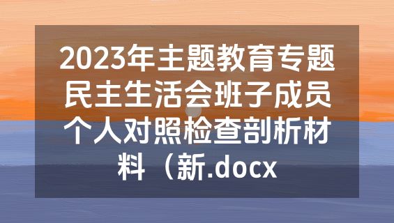 2023年主题教育专题民主生活会班子成员个人对照检查剖析材料（新.docx
