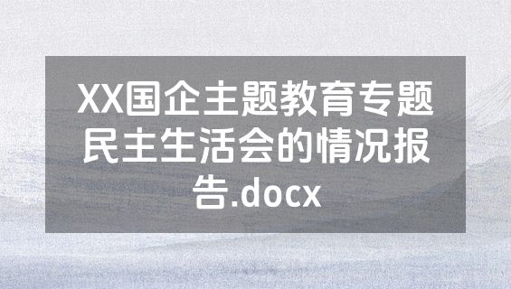 XX国企主题教育专题民主生活会的情况报告.docx