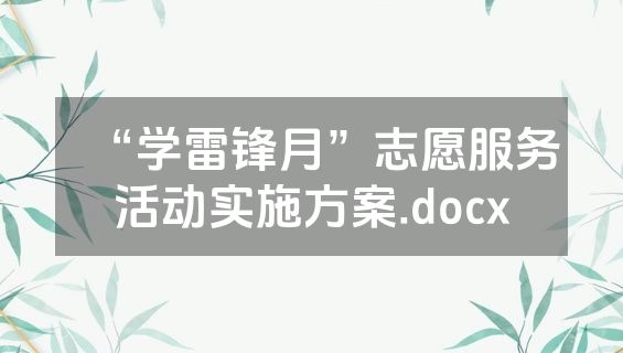 “学雷锋月”志愿服务活动实施方案.docx
