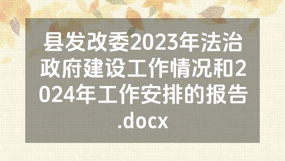 县发改委2023年法治政府建设工作情况和2024年工作安排的报告.docx