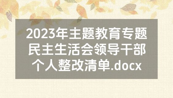 2023年主题教育专题民主生活会领导干部个人整改清单.docx