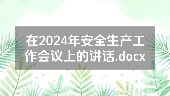 在2024年安全生产工作会议上的讲话.docx