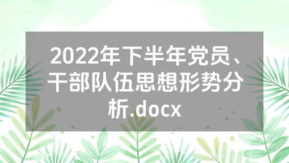 2022年下半年党员、干部队伍思想形势分析.docx