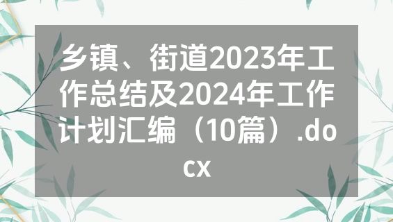 乡镇、街道2023年工作总结及2024年工作计划汇编（10篇）.docx