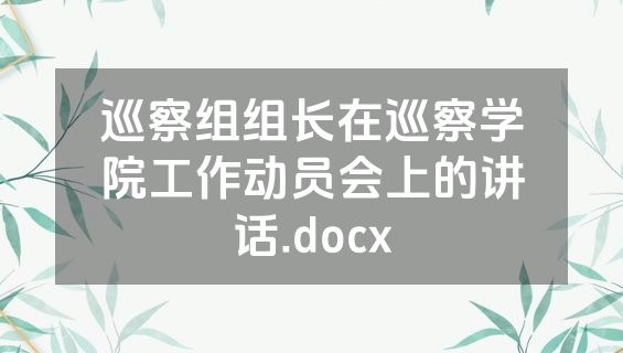 巡察组组长在巡察学院工作动员会上的讲话.docx