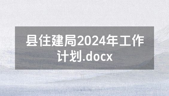 县住建局2024年工作计划.docx