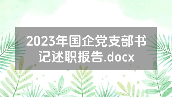 2023年国企党支部书记述职报告.docx