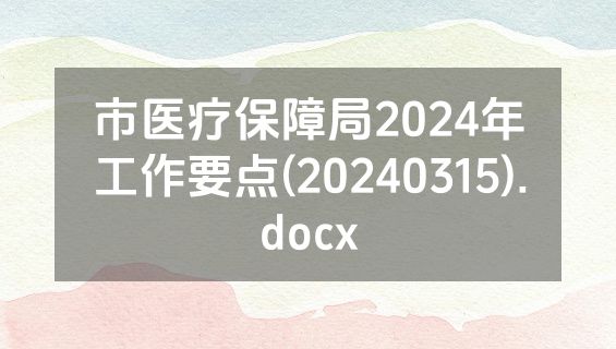 市医疗保障局2024年工作要点(20240315).docx